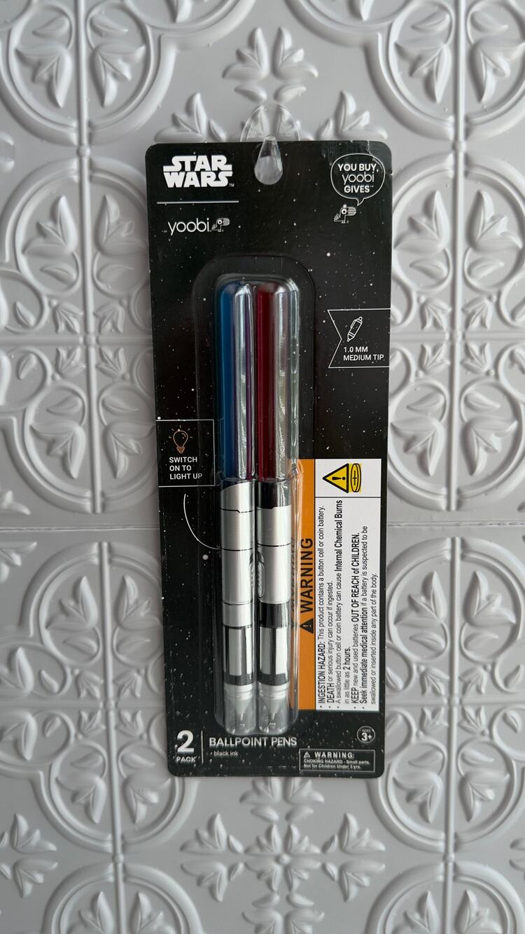Yoobi Star Wars Light-Up Lightsaber Ballpoint Pens 2-Pack – Red & Blue NEW